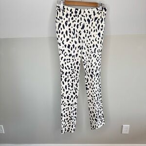Tibi Women's Silk Charmeuse Cheetah Print Straight Leg Pants White and Black 00